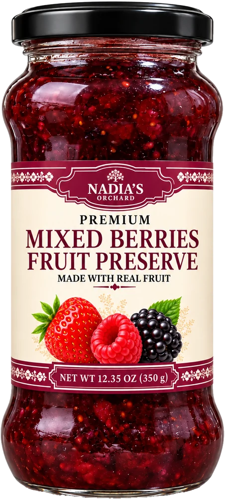 Nadia's Orchard premium mixed berries fruit preserve